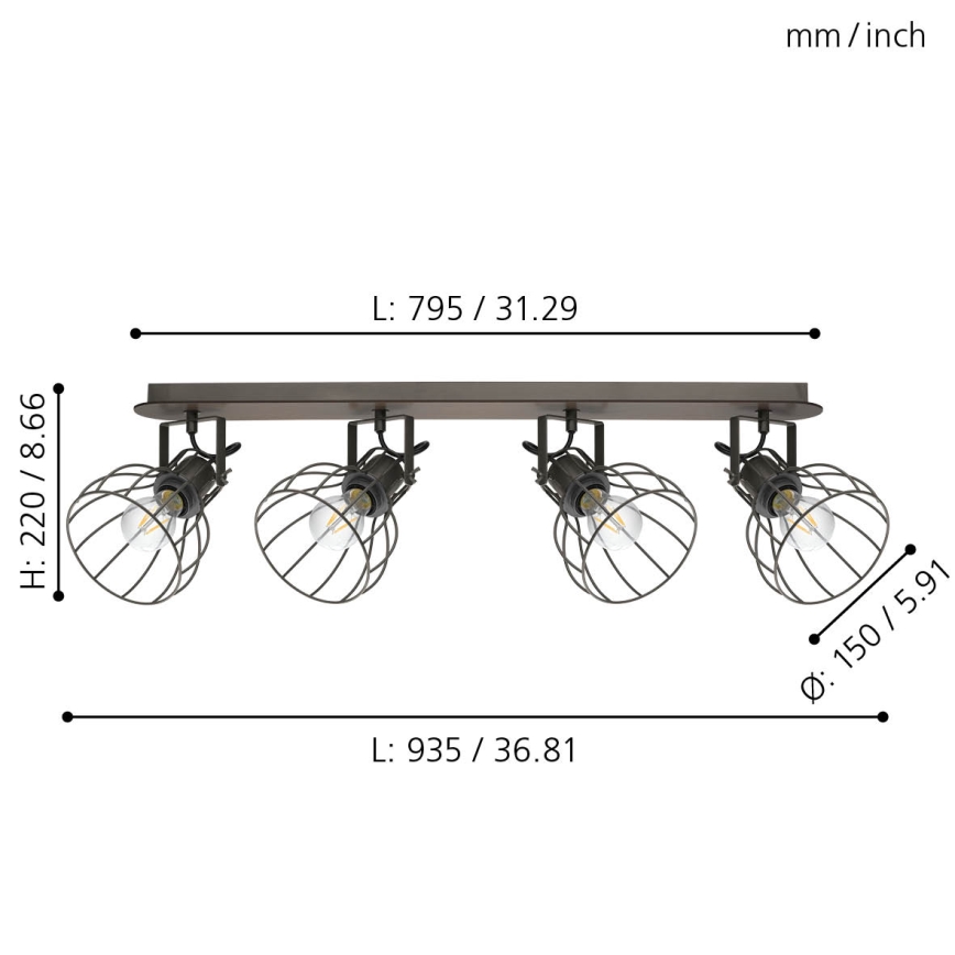 Eglo - Luce Spot 4xE27/40W/230V