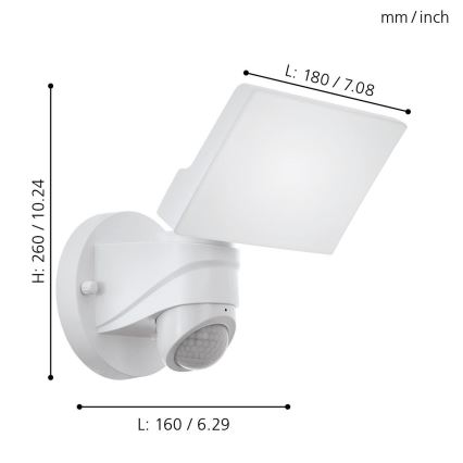 Eglo - Applique LED da esterno con sensore LED/15W/230V IP44