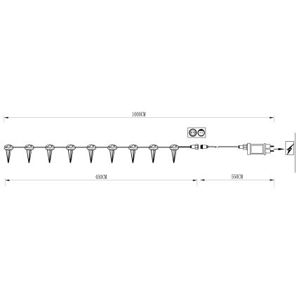 Eglo - Catena decorativa da esterno LED 9xLED 10m IP65 bianco caldo
