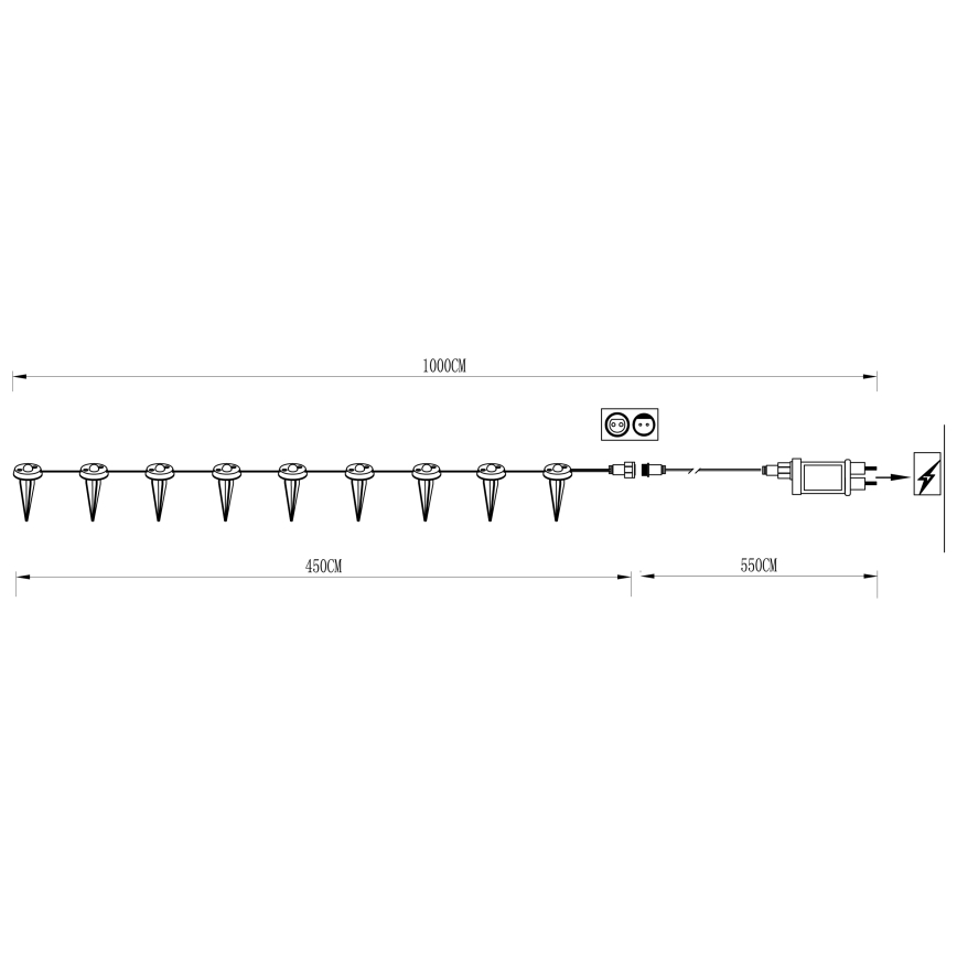Eglo - Catena decorativa da esterno LED 9xLED 10m IP65 bianco caldo