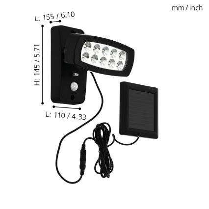 Eglo - Applique a LED solare con sensore LED/1,2V 600 mAh IP44