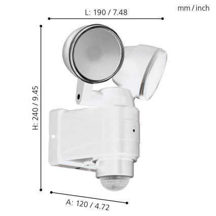 Eglo - Lampada LED da esterno con sensore 2xLED/4W/4xLR14 IP44