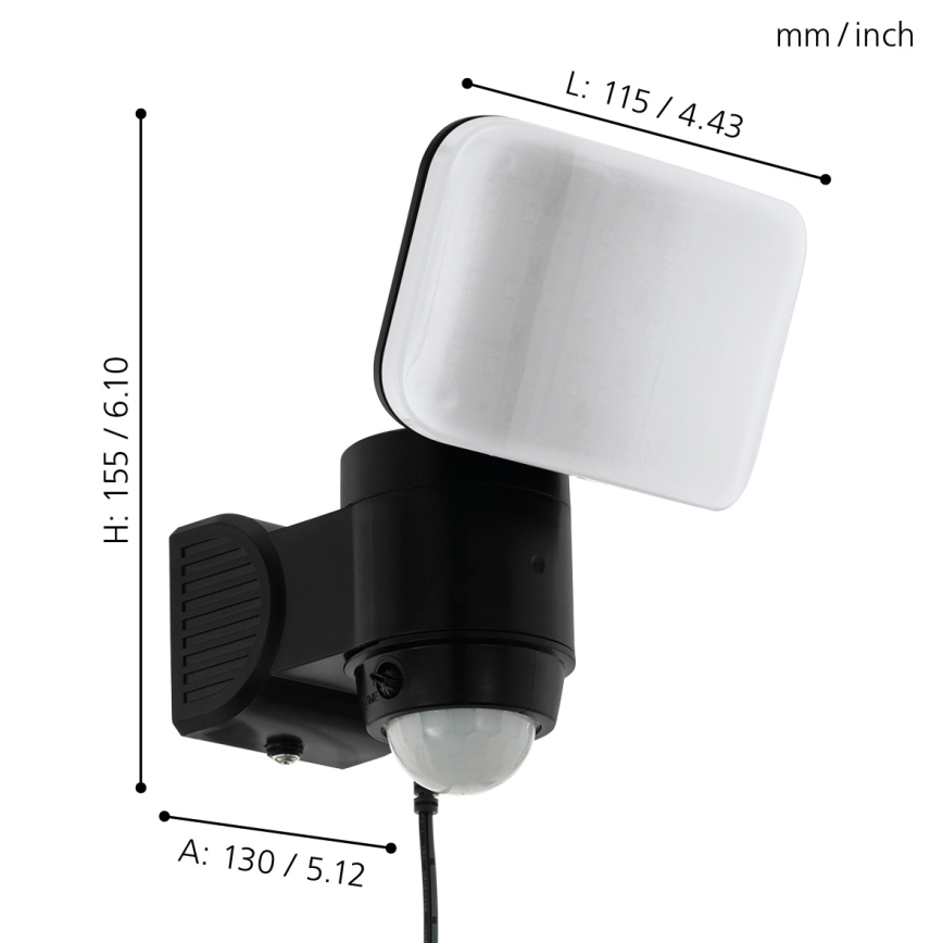 Eglo - Applique a LED solare con sensore LED/3,7V 1800 mAh IP44
