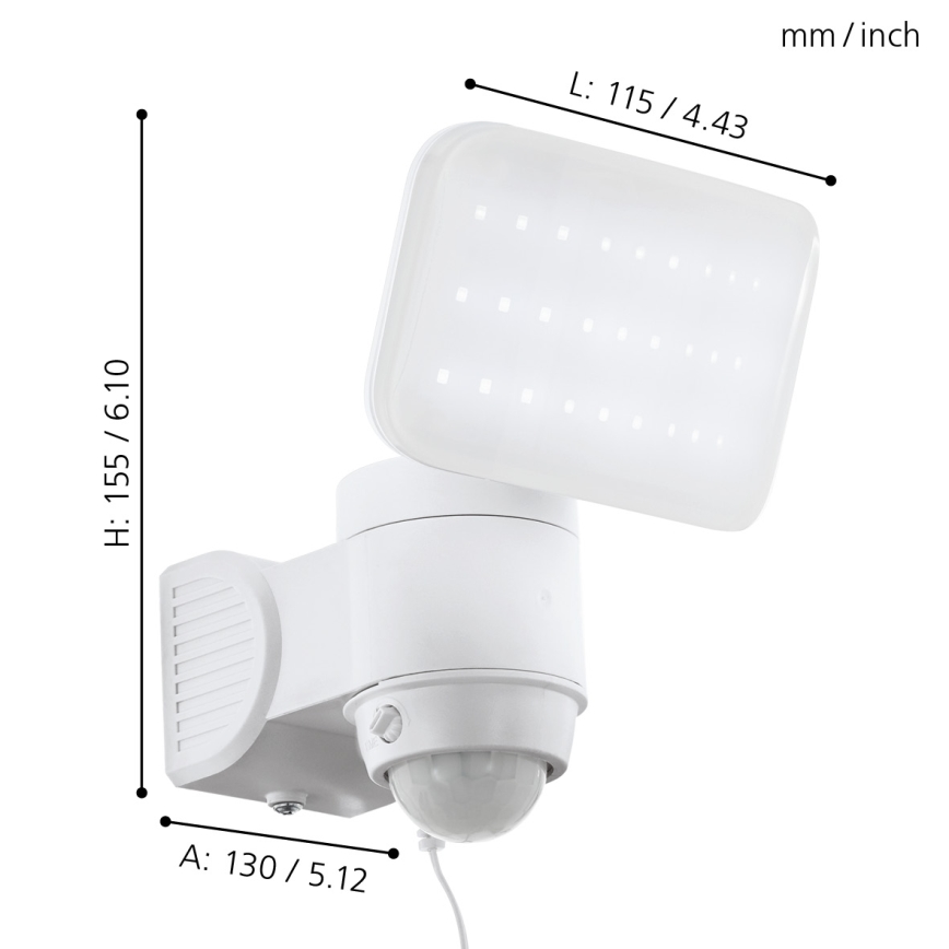 Eglo - Applique a LED solare con sensore LED/3,7V 1800 mAh IP44