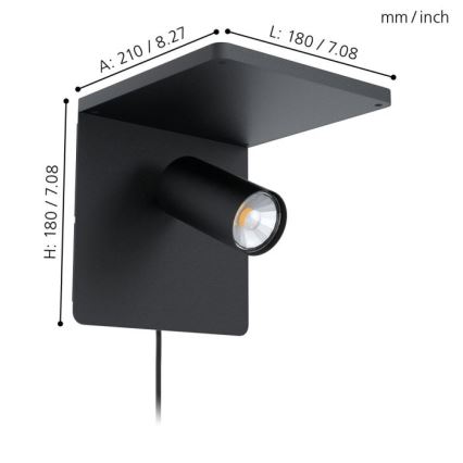 Eglo - Applique LED con ricarica wireless 1xGU10/5W/230V