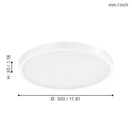 Eglo - Plafoniera LED dimmerabile 20W/230V con telecomando, Ø 30 cm