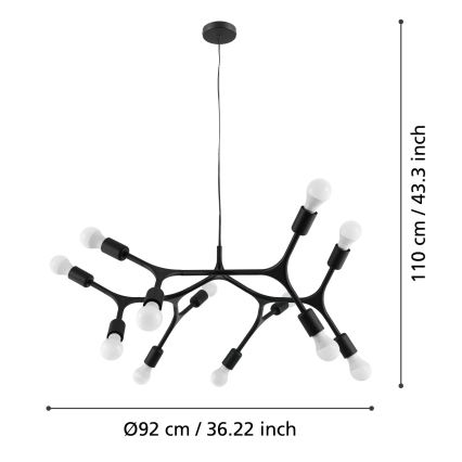 Eglo - Lampadario a sospensione con filo 12xE27/60W/230V
