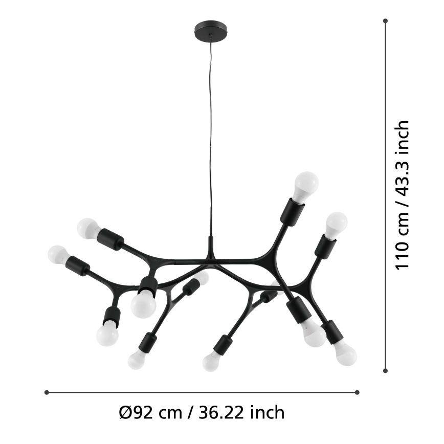 Eglo - Lampadario a sospensione con filo 12xE27/60W/230V