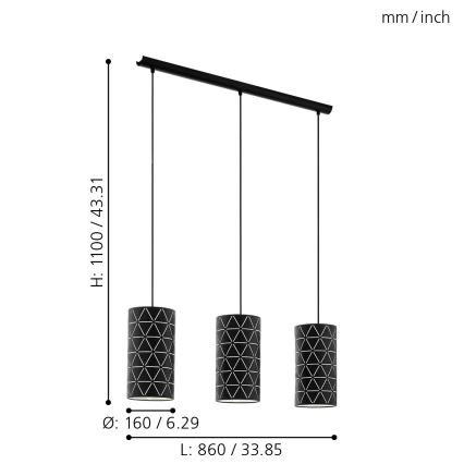 Eglo - Lampadario a sospensione con filo 3xE27/40W/230V