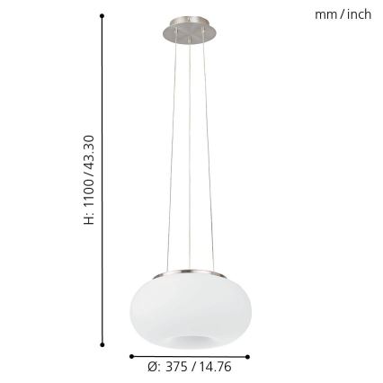 Eglo - LED RGB Lampadario dimmerabile a sospensione con filo OPTICA-C LED/21W/230V diametro 37,5 cm