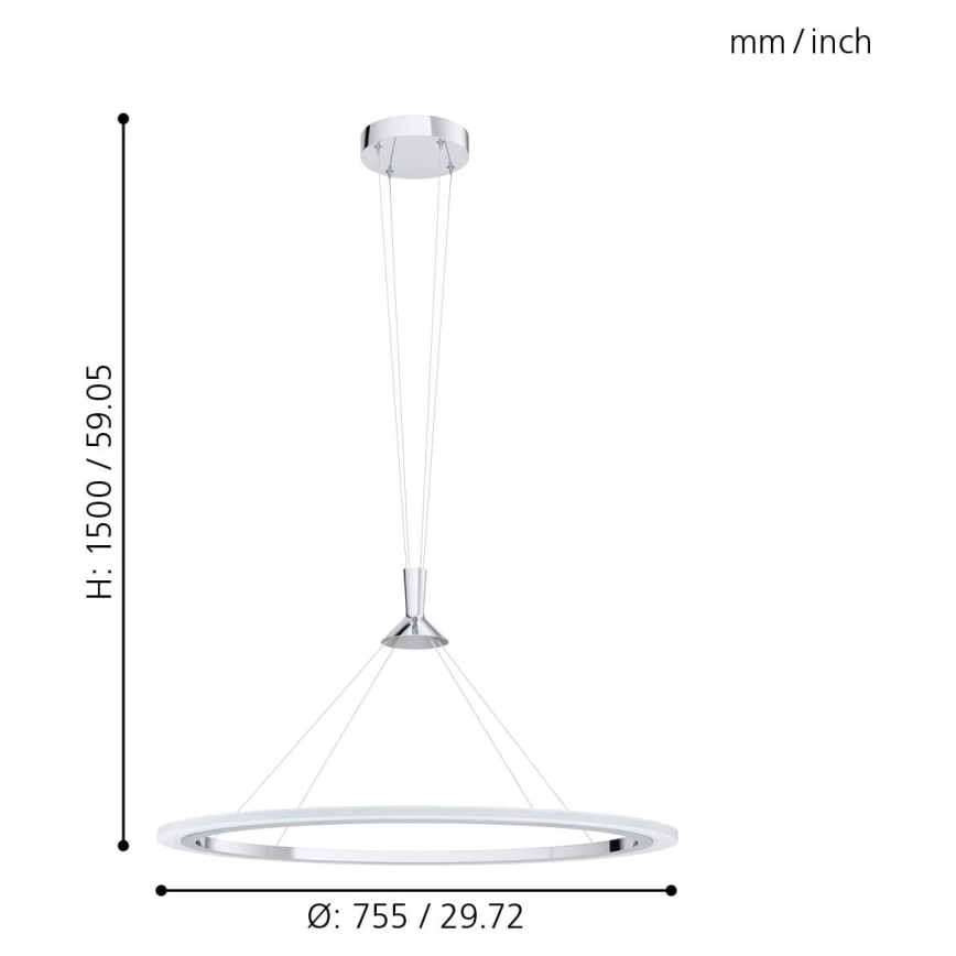 Eglo - LED RGB Lampadario dimmerabile a sospensione con filo HORNITOS-C LED/37W/230V + telecomando