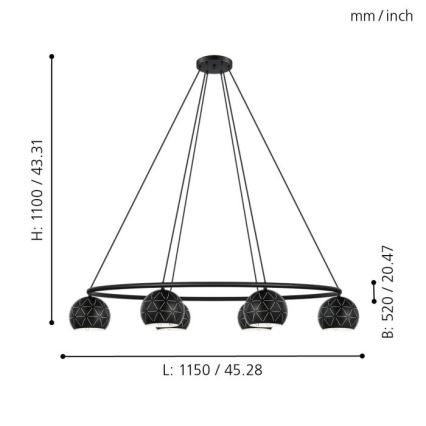 Eglo - Lampadario a sospensione con filo 6xE14/40W/230V