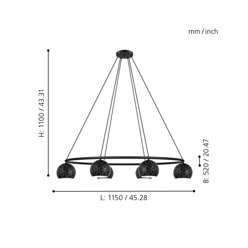 Eglo - Lampadario a sospensione con filo 6xE14/40W/230V