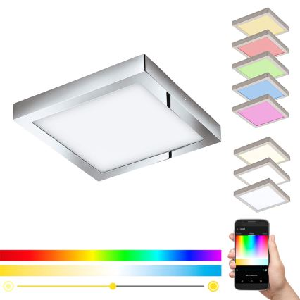 Eglo - Plafoniera LED RGBW dimmerabile FUEVA-C LED/21W/230V Bluetooth IP44 30x30 cm