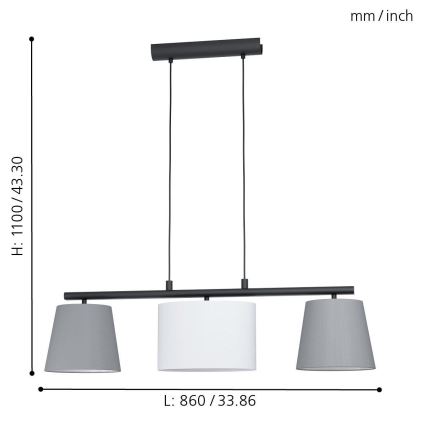 Eglo - Lampadario a sospensione con filo 3xE14/25W/230V