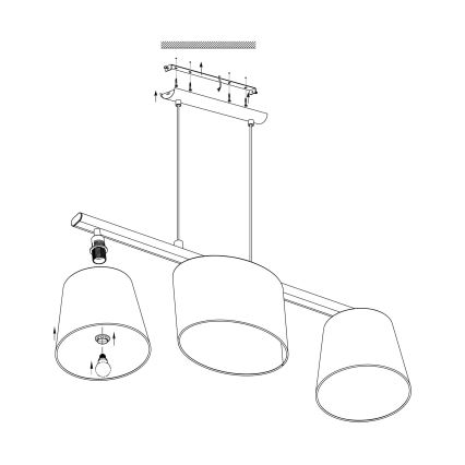 Eglo - Lampadario a sospensione con filo 3xE14/25W/230V