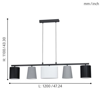 Eglo - Lampadario a sospensione con filo 5xE14/25W/230V