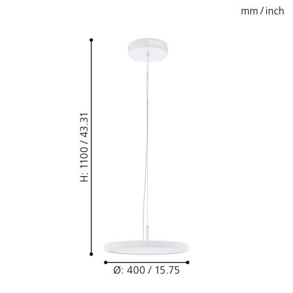 Eglo - Lampadario LED RGB dimmerabile a sospensione con filo CERIGNOLA-C LED/21W/230V + T