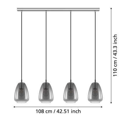 Eglo - Lampadario a sospensione con filo 4xE27/40W/230V