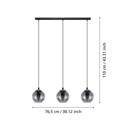 Eglo - Lampadario a sospensione con filo 3xE27/40W/230V