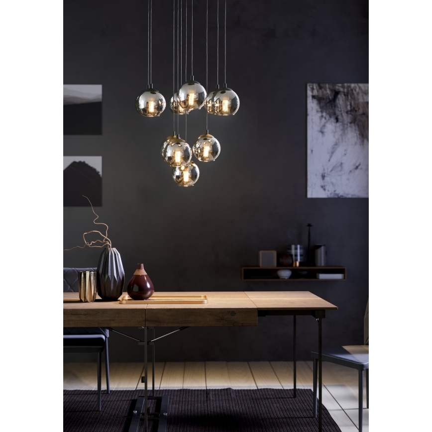 Eglo - Lampadario sospeso con cavo 10xE27/40W/230V nero/cromo lucido