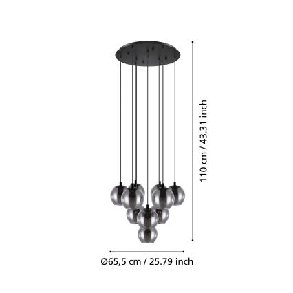 Eglo - Lampadario sospeso con cavo 10xE27/40W/230V nero/cromo lucido
