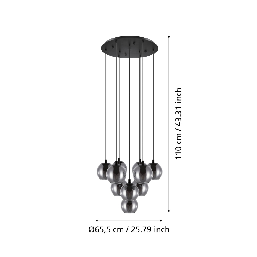 Eglo - Lampadario sospeso con cavo 10xE27/40W/230V nero/cromo lucido