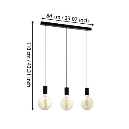 Eglo - Lampadario a sospensione con filo 3xE27/40W/230V