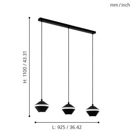 Eglo - Lampadario LED a sospensione con filo 3xGU10/5W/230V