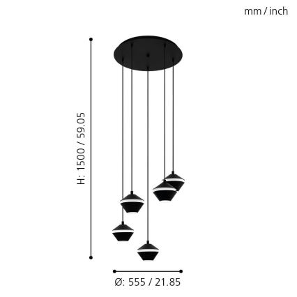 Eglo - Lampadario LED a sospensione con filo 5xGU10/5W/230V