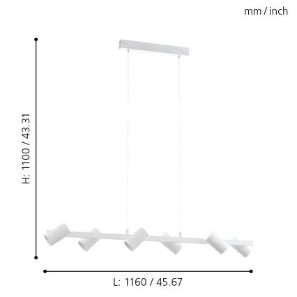 Eglo - Lampadario a sospensione con filo 6xE14/25W/230V