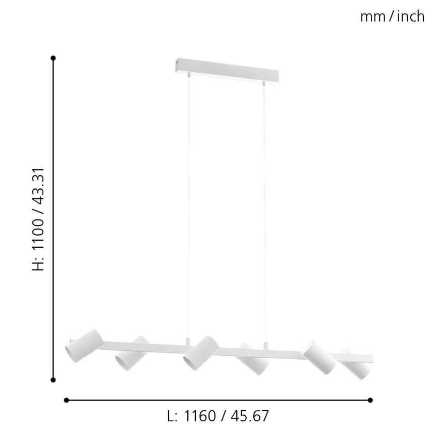 Eglo - Lampadario a sospensione con filo 6xE14/25W/230V