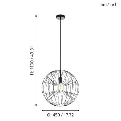 Eglo - Lampadario a sospensione con filo 1xE27/60W/230V