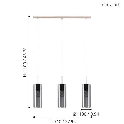 Eglo - Lampadario a sospensione con filo 3xE27/15W/230V