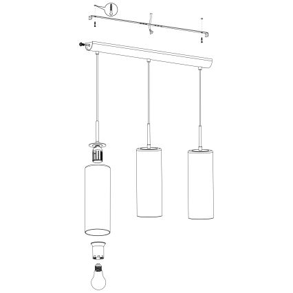 Eglo - Lampadario a sospensione con filo 3xE27/15W/230V