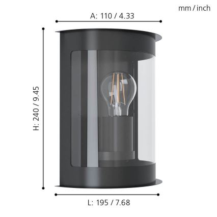 Eglo - Applique da esterno 1xE27/28W/230V IP44