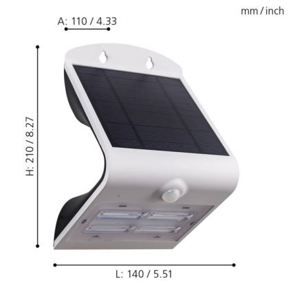 Eglo - Lampada solare con sensore LED/3,2W/3,7V 2000 mAh IP54
