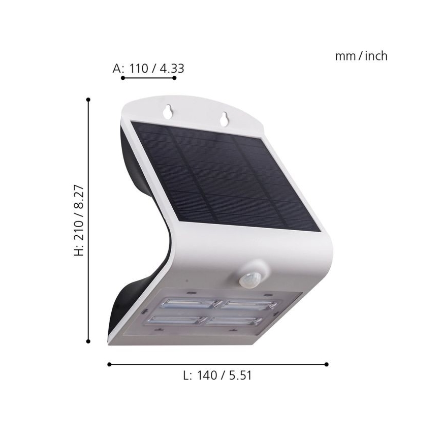 Eglo - Luce solare con sensore LED/3,2W/3,7V 2000 mAh IP54