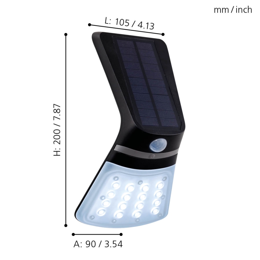Eglo - Luce solare con sensore LED/2W/3,7V 1200 mAh IP44
