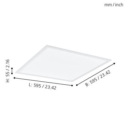 Eglo - Plafoniera dimmerabile RGBW LED/32,5W/230V 2700-6500K 60x60 cm + telecomando