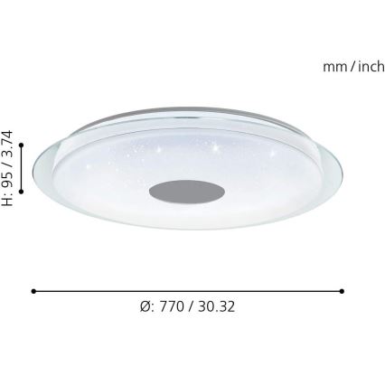 Eglo - Plafoniera LED RGB dimmerabile LANCIANO-C LED/53W/230V + T