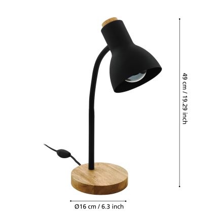 Eglo - Lampada da tavolo 1xE27/40W/230V nero