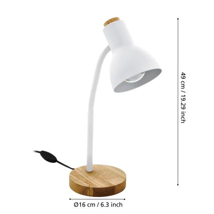 Eglo - Lampada da tavolo 1xE27/40W/230V bianco