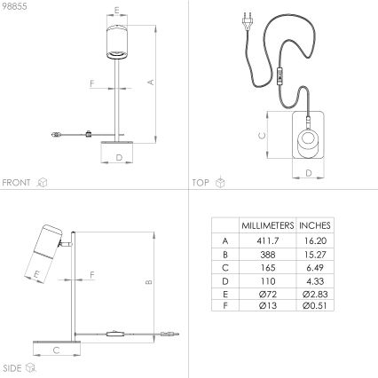 Eglo - Lampada da tavolo LED 1xGU10/4,5W/230V nera