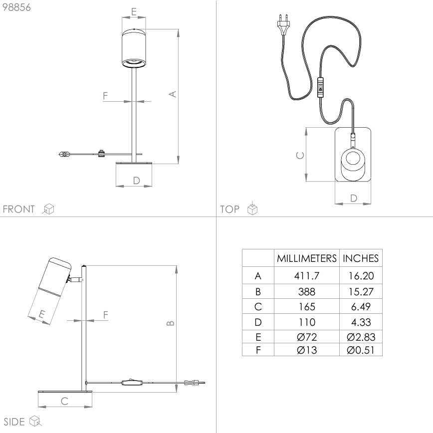 Eglo - Lampada da tavolo LED 1xGU10/4,5W/230V bianco