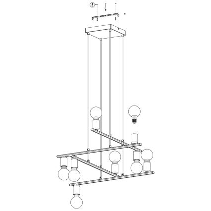 Eglo - Lampadario a sospensione con filo 8xE27/40W/230V