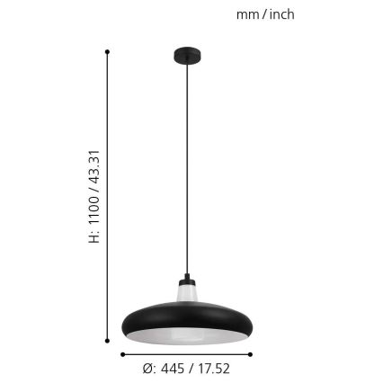 Eglo - Lampadario LED RGB dimmerabile a sospensione con filo TABANERA-C 1xE27/9W/230V