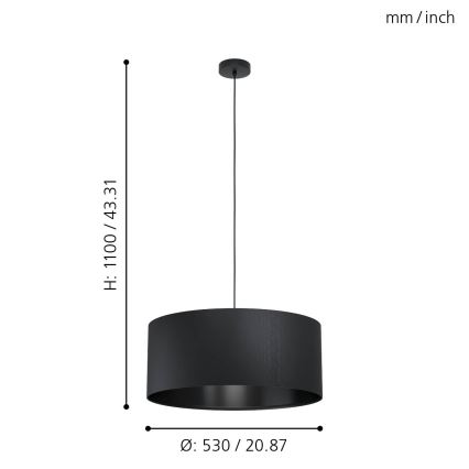 Eglo - Lampadario a sospensione con filo 1xE27/40W/230V