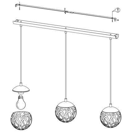 Eglo - Lampadario a sospensione con filo 3xE27/60W/230V