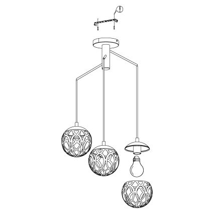 Eglo - Lampadario a sospensione con filo 3xE27/60W/230V